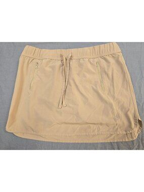 Magellan Womens Water Repellent Tan Skort L Drawstring Zipper Pockets Fish Gear